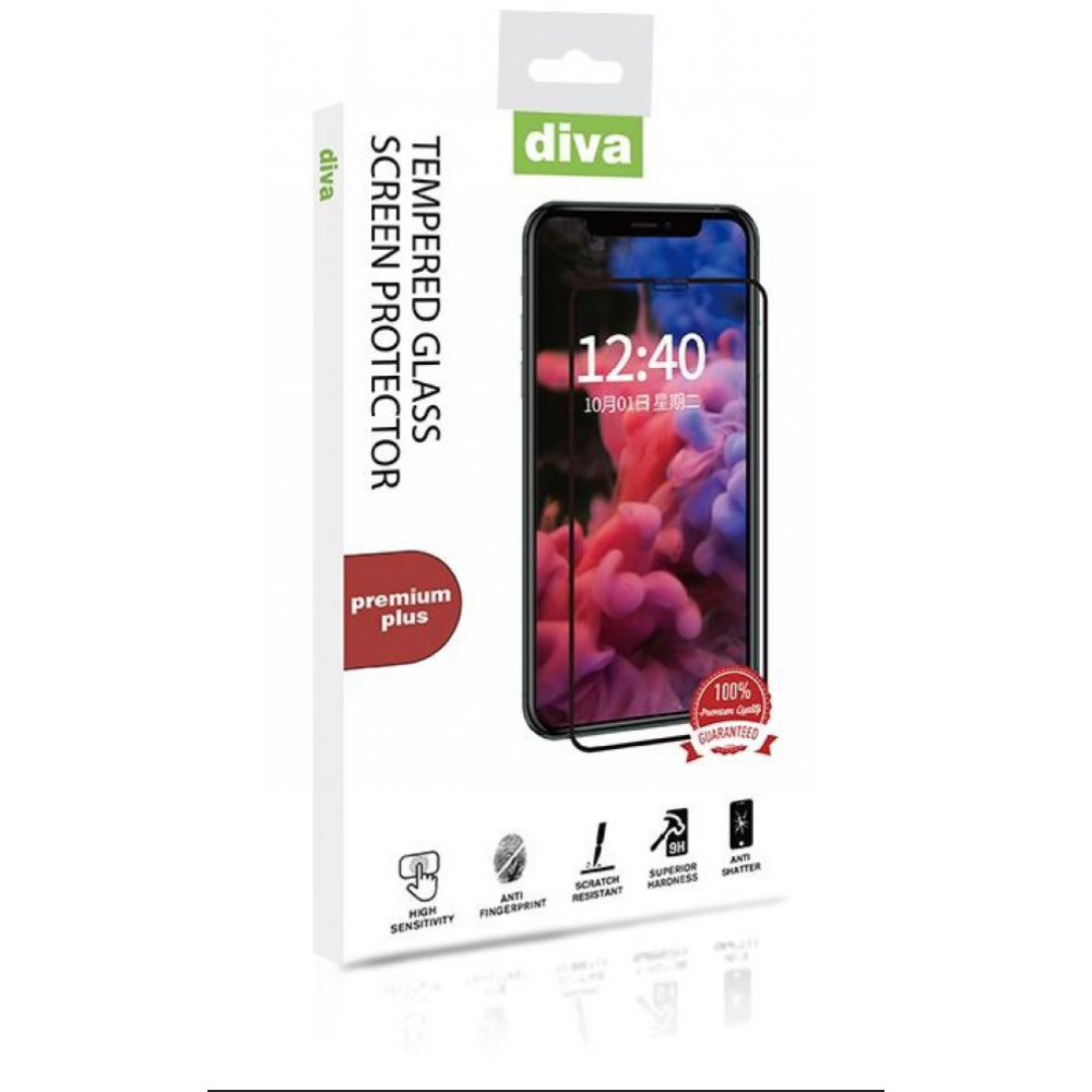 Diva Premium Plus Glass Protector For Samsung Galaxy A22 4G - Black