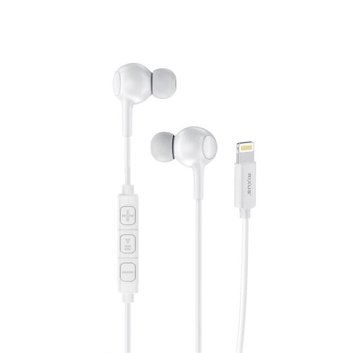 Rixus Lightning Wired Earbud Type Headphone With Microphone RXHD56LW - White