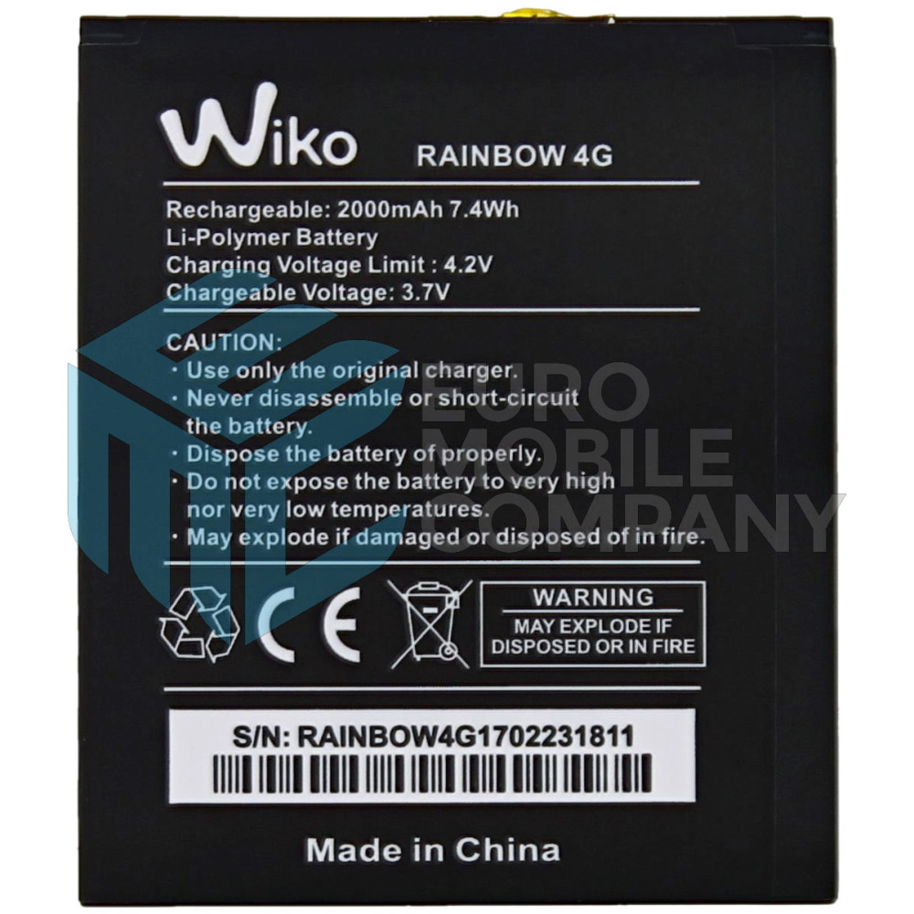 Replacement Battery Wiko Rainbow  4G - 2014 - 2000 mAh