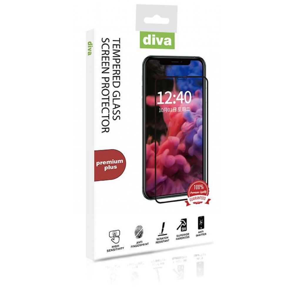 Diva Premium Plus Glass Protector For Samsung Galaxy A30/A30s - Black